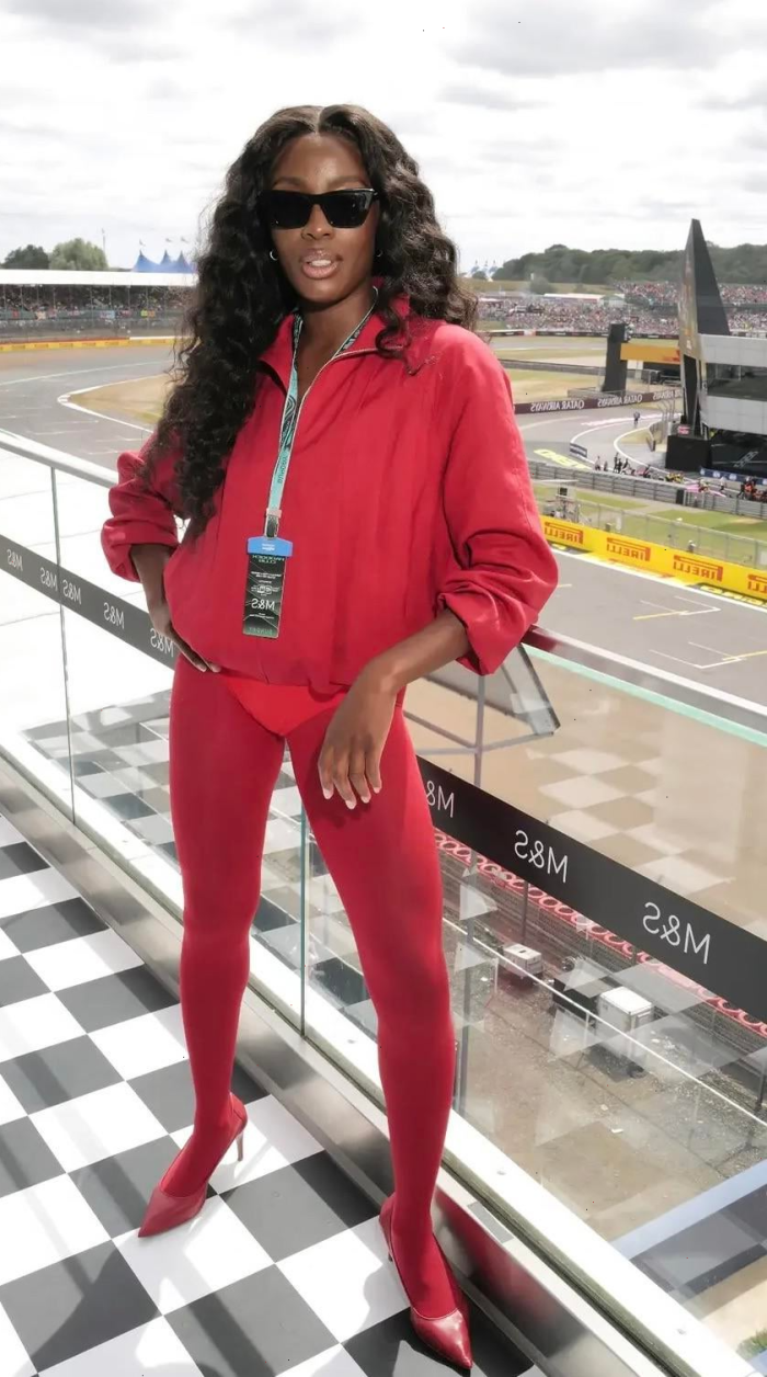 AJ Odudu in pantyhose