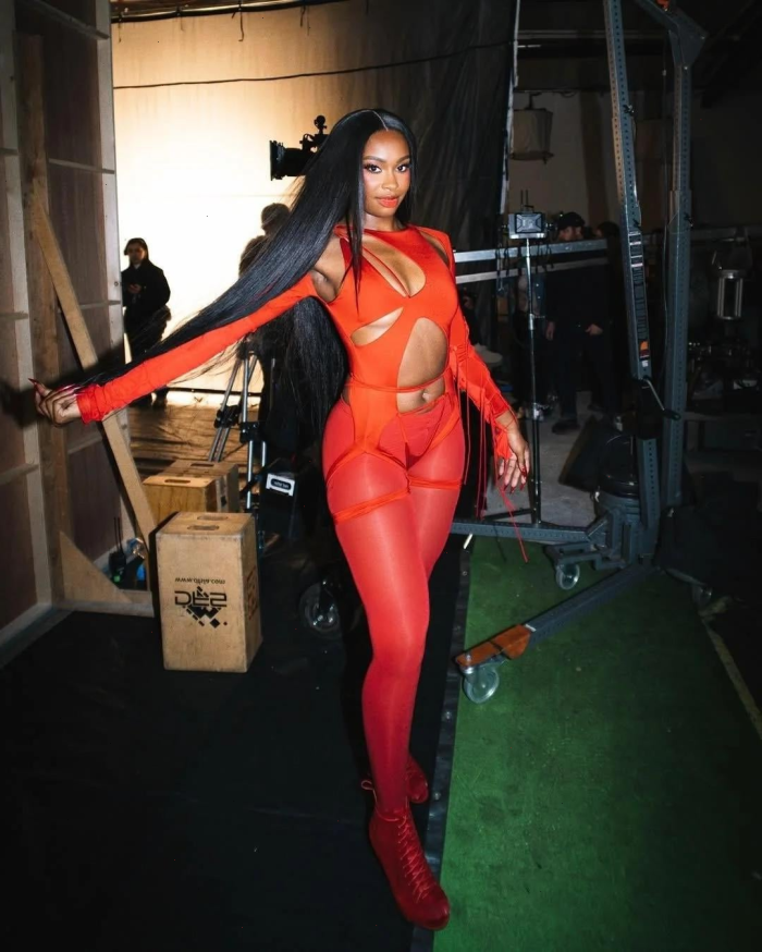 Coco Jones in pantyhose