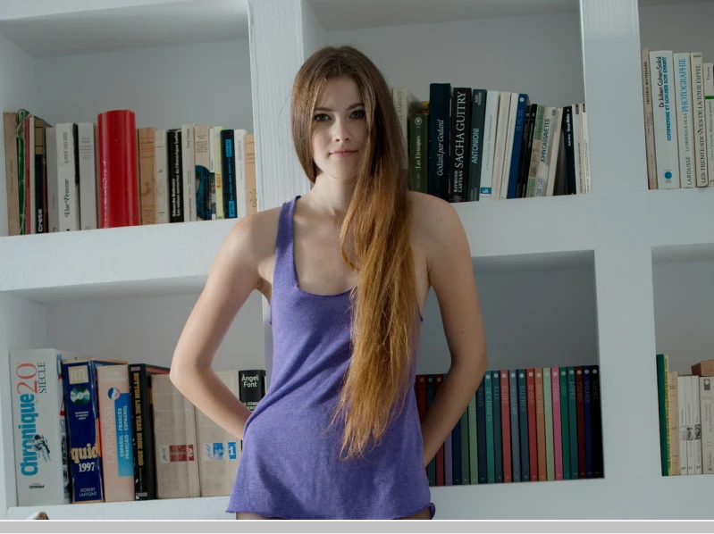 Girl in almost only black pantyhose