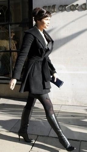 Gemma in black sheer tights